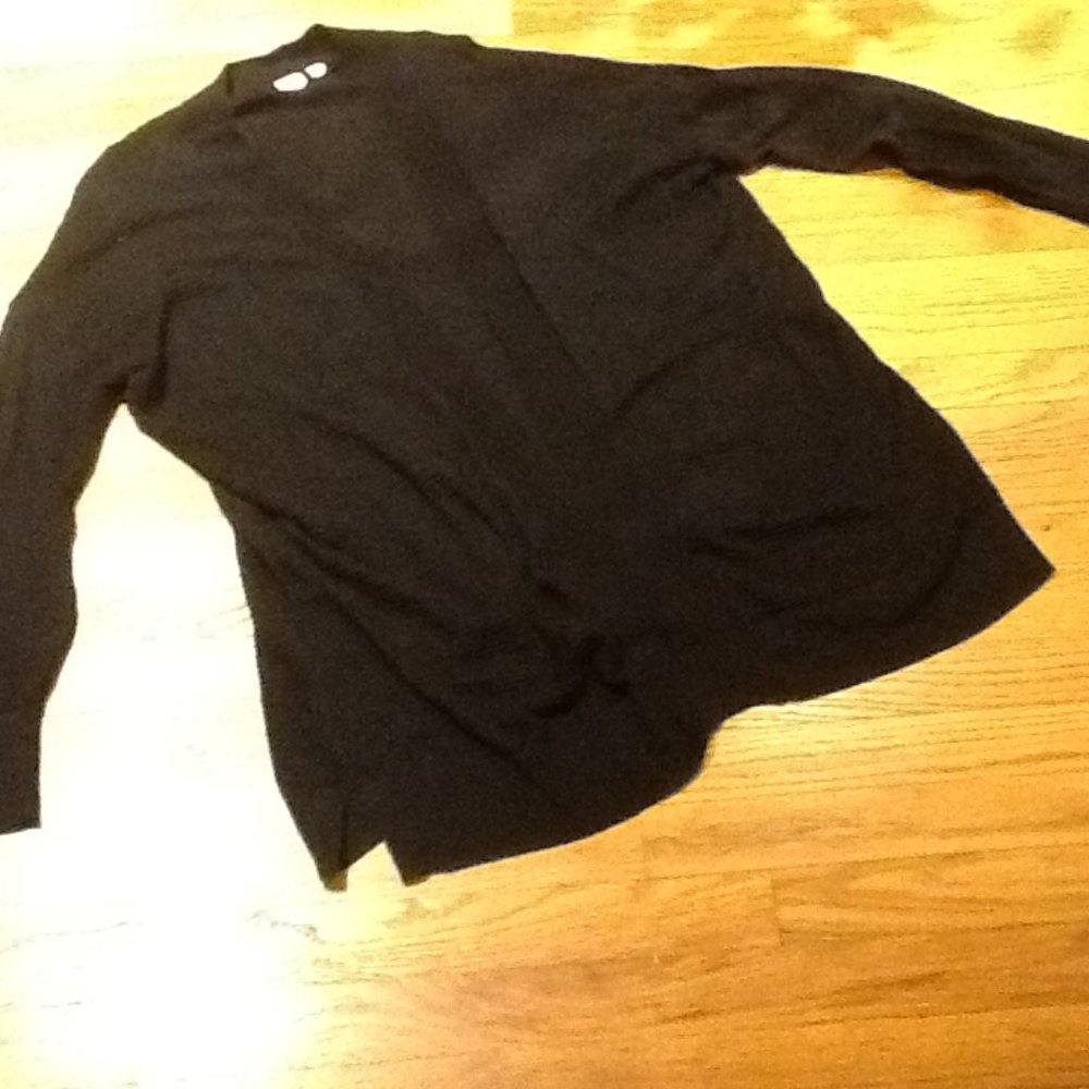 Black Ribbed Lightweight Buttonless Cardigan - image 1